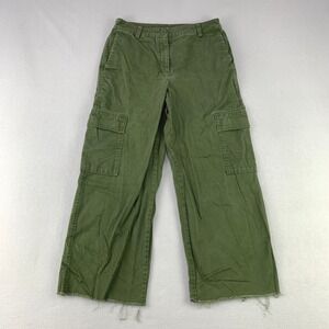 The Group by Babaton Cargo Pants Women 6 Green Wide Leg Raw Hem Cotton